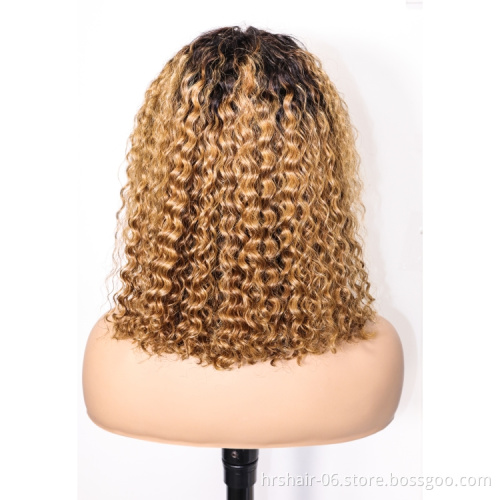 180% 13*4 lace frontal 1B/27 wig Wholesale price 100% virgin human hair Cuticle Aligned  Brazilian Jerry curly wig